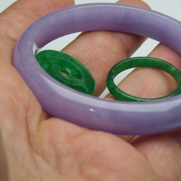 "Purpule Jade bangle + REE Jade Ring Jade Donut " - Picture 3 of 3